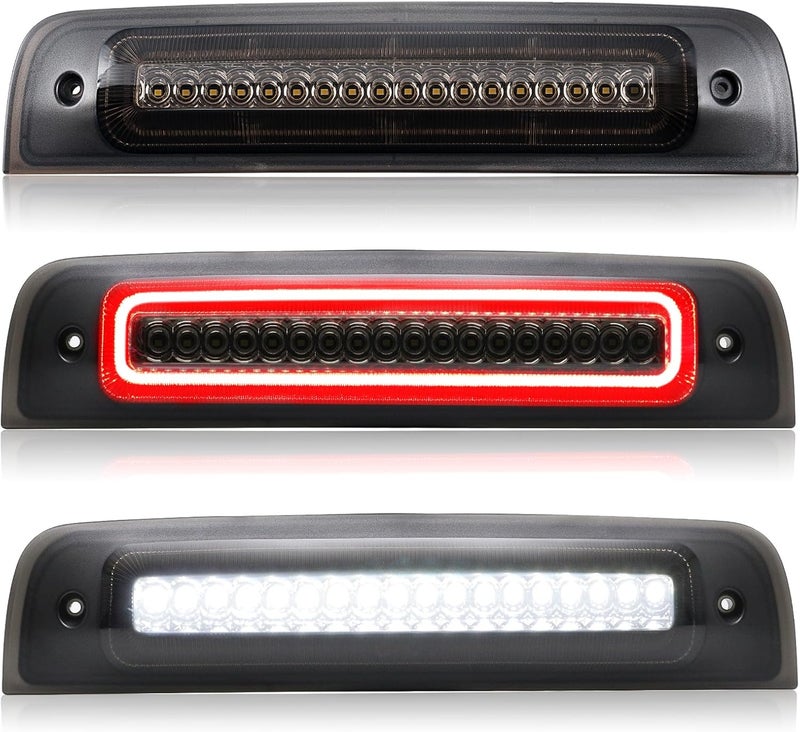 LUDARM LED 3rd Brake Light Compatible with Ram1500 2009-2018 Ram1500 Classic 2019-2021 Ram2500 3500 4500 5500 2010-2018 Laramie 2019 F1 Style Red Flash Third Brake Cargo Light (Smoke:2) - Image 1